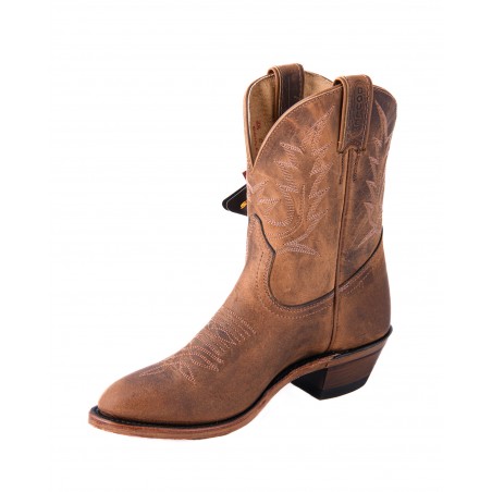 Bottines Western - Cuir Vachette Brun Mi-Haute Bout Arrondi Femme - Boulet Boots