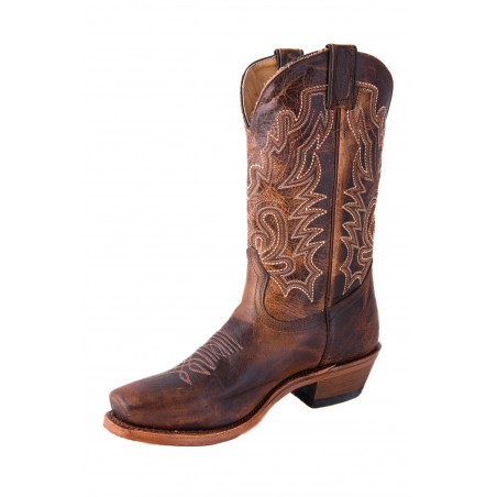 Santiags - Cuir Vachette Brun Bout Carré Homme - Boulet Boots