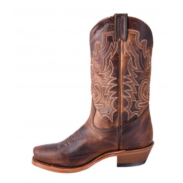 Santiags Cuir Vachette Brun Bout Carr Homme Boulet Boots