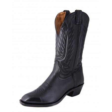 Santiags - Cuir Vachette Noir Bout Western Homme - Boulet Boots