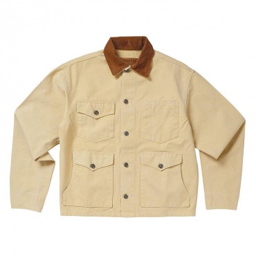 Jacket Big Size Canvas Vintage Brush Men Schaefer Color Beige