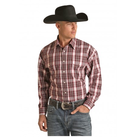 Chemise Western - Carreaux Bordeaux Homme - Panhandle