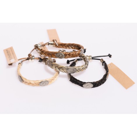 HORSE & WESTERN JEWELLERY LADIES WOMENS BRAIDED HORSES BRACELET BLACK 