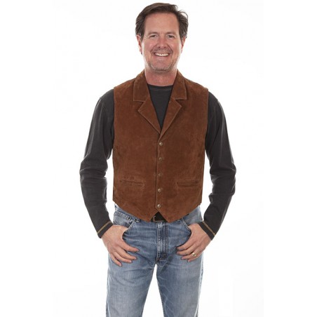 Gilet Cuir Daim Azteque Homme Scully Taille M Couleur Marron