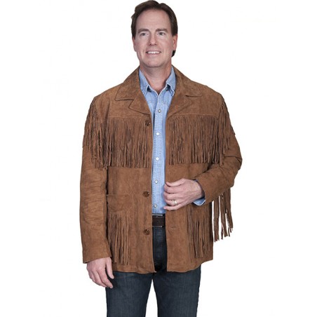 Veste en Cuir - Brun Franges Homme - Scully