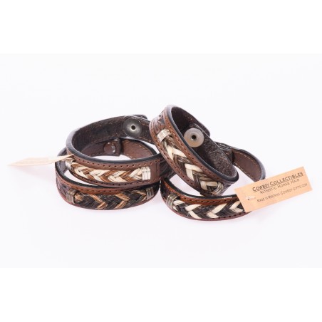 Bracelet - Cuir Crin de Cheval Deux Tons - Cowboy Collectibles