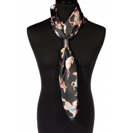 Foulard - Noir Chevaux Soie - Austin Accent