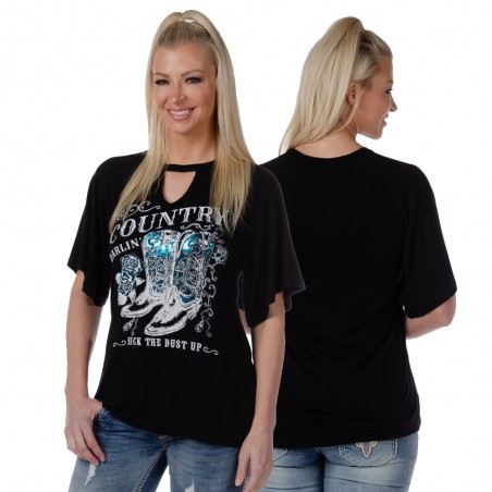 T-shirt - Noir Country Darlin' Femme - Liberty Wear