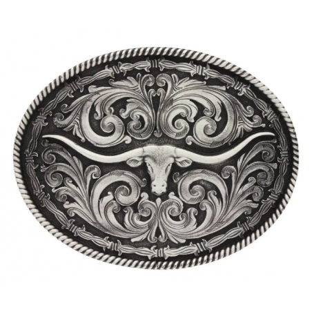 Western Buckle - Oval Longhorn - Montana Silversmiths