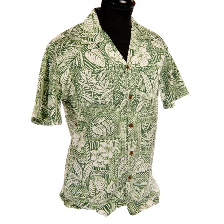 Chemise Hawaïenne - Vert Imprimé Islander Block Homme - RJC