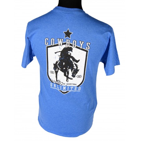 T-shirt - Bleu Imprimé Diamond Bronc Homme - Cowboys Unlimited