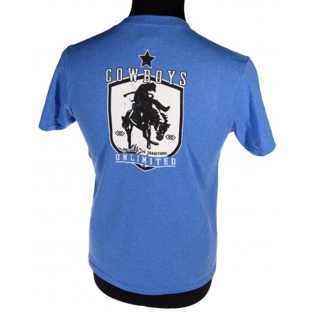 T-shirt - Bleu Imprimé Diamond Bronc Enfant - Cowboys Unlimited