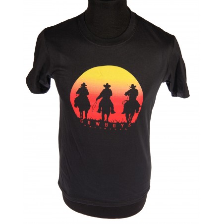 T-shirt - Black Sunset Print Kids - Cowboys Unlimited