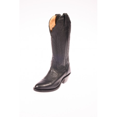 Cowgirl Boots - Cowhide Classic Black Round Toe Women - Boulet Boots