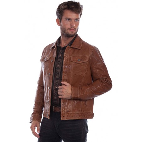 Veste en Cuir - Brun Homme - Scully