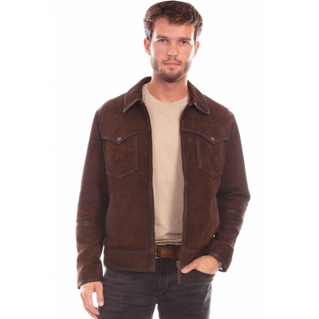 Leather Jacket - Dark Brown Suede Men - Scully