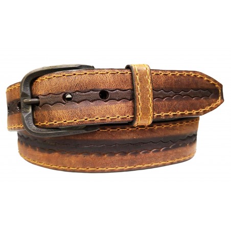 Ceinture Big Timber - Brun Véritable Cuir Bison Unisexe - Lejon