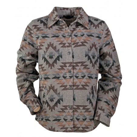 Daphine Shirt Jacket - Grey Aztec Pattern Women - Outback