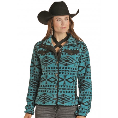 Veste Polaire - Bleu Motif Azteque Femme - Powder River