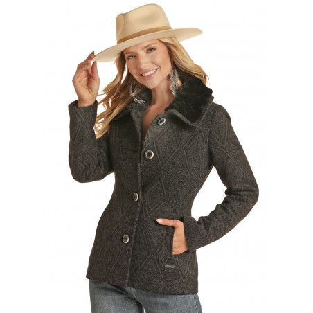 Veste - Noir Motif Azteque Femme - Powder River