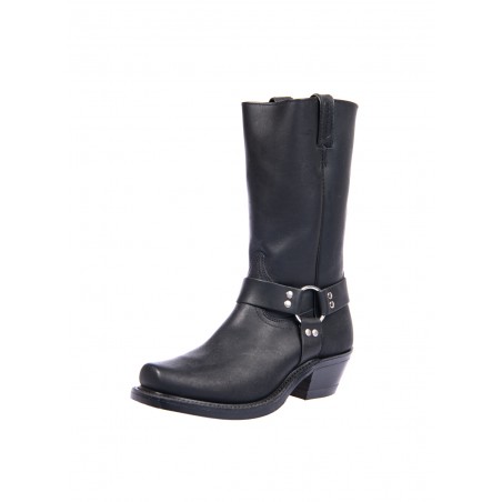 Bottes Moto - Cuir Vachette Noir Bout Carré Femme - Boulet Boots