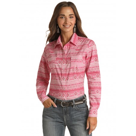 Chemise Western - Rose Motif Azteque Femme - Panhandle
