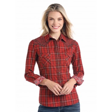 womens red plaid tunic
