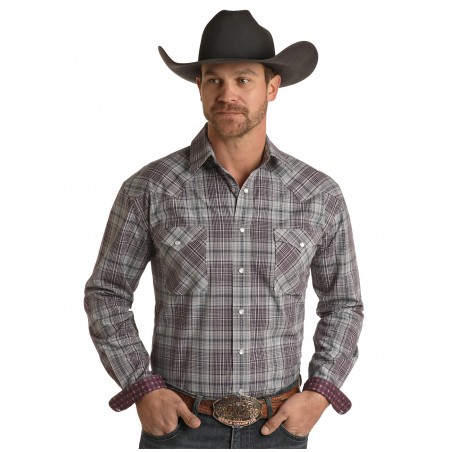 Western Shirt - Purple Plaid Men - Panhandle