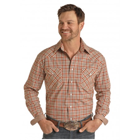 Chemise Western - Orange Carreaux Homme - Panhandle