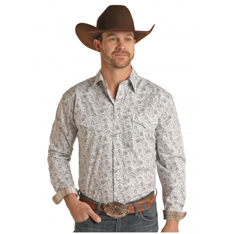 Mens white sales western shirt