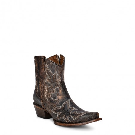 Bottines Western - Cuir Vachette Brun Foncé Bout Pointu Femme - Corral Boots