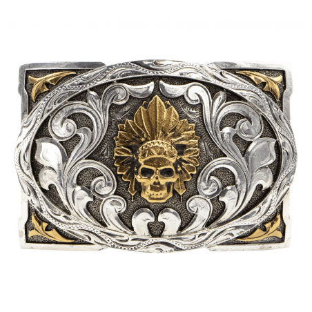 Western Buckle - Skull Chief Rectangle Unisex - AndWest