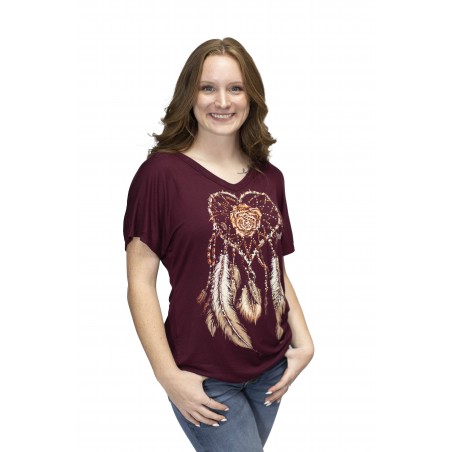 T-shirt - Burgundy Dreamcatcher Heart Women - Liberty Wear