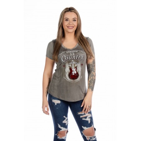 T-shirt - Grey Forever Country Women - Liberty Wear