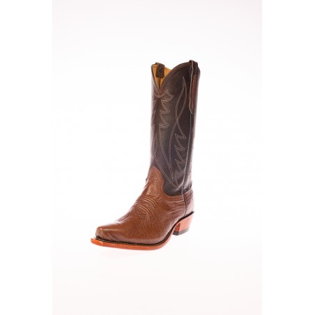 Santiags - Cuir Autruche Brun Bout Pointu Homme - Fenoglio Boot