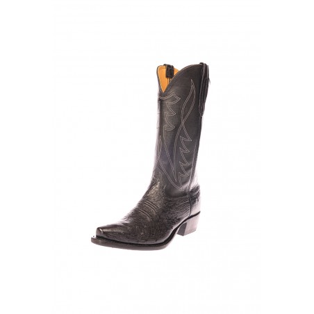 Cowboy Boots - Ostrich Leather Black Snip Toe Men - Fenoglio Boot
