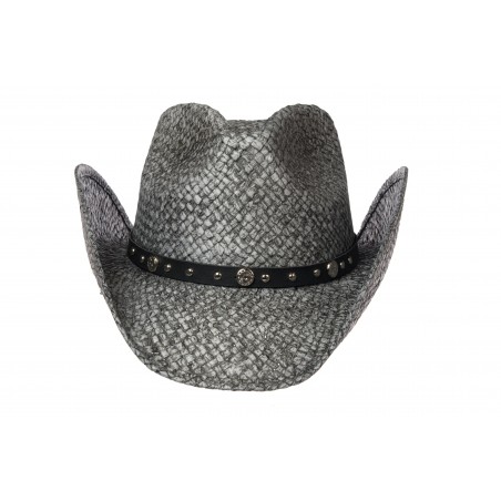 Chapeau de cowboy - Paille Gris Concho Unisexe - Western Express