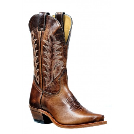 Santiags - Cuir Vachette Brune Bout Pointu Femme - Boulet Boots