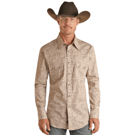 Chemise Western - Beige Motif Paisley Homme - Rock&Roll Cowboy