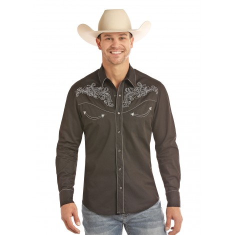 Vintage Western Shirt - Black Solid ...