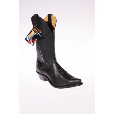 Santiags - Cuir Vachette Noir Bout Pointu Femme - Boulet Boots