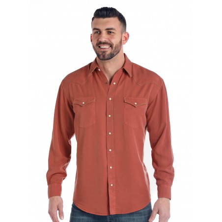 Chemise Western - Tencel Uni Orange Homme - Panhandle