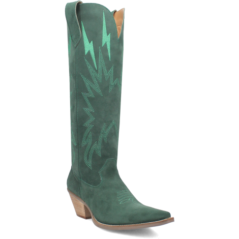 High Cowgirl Boots Suede Green Women Dingo Boots Color Green Size 6 5 US 37 EU