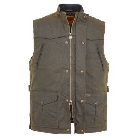 Gilet Magnum - Coton Huilé Brun Imperméable Homme - Outback