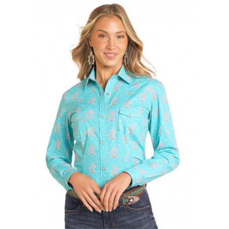 Chemise Western - Turquoise Cactus Femme - Panhandle
