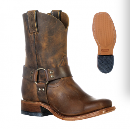 Bottines Moto - Brun Cuir Vachette Bout Carré Femme - Boulet Boots