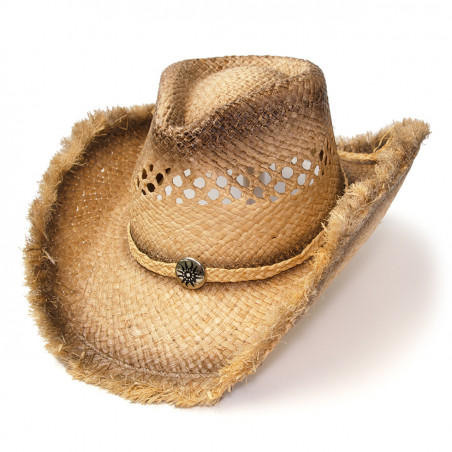 Chapeau de cowboy - Paille Raphia Brun Unisexe - Western Express