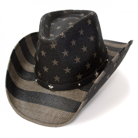 Chapeau de cowboy - Noir Gris Paille Americana Unisexe - Western Express