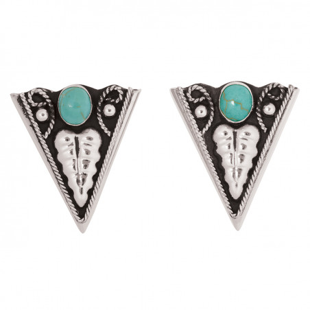 Collar Tips - Engraved Silver Turquoise Stone - Austin Accent