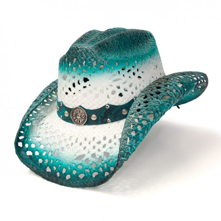 Chapeau de cowboy - Turquoise Paille Femme - Western Express